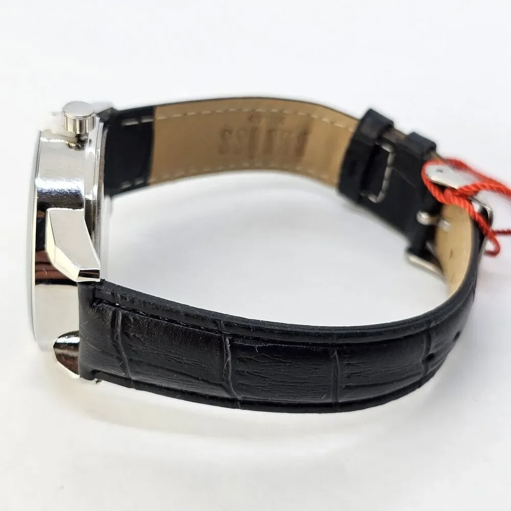 Benoss‎ Milan 38MM Men's Watch Black Dial Day Date Indicator Black Leather Bands